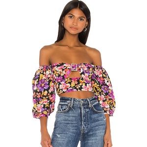 Puff sleeve off the shoulder crop top, worn once